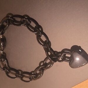 ANGELA CAPUTI Resin Heart Necklace, Black